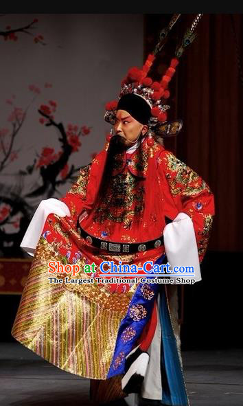 Chinese Beijing Opera Garment Peking Opera Judge Bao and the Qin Xianglian Case Apparels Costumes Embroidered Robe and Hat