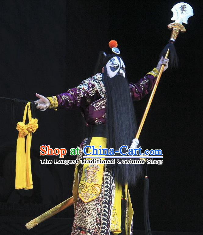 Chinese Beijing Opera Wusheng Costumes Garment Peking Opera Farewell My Concubine Martial Role Chu King Apparels and Headwear
