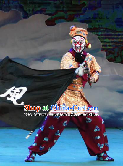 Chinese Peking Opera Monkey King Havoc In Heaven Martial Men Apparels Costumes Sun Wukong Wusheng Garment and Headwear