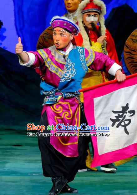 Chinese Peking Opera Martial Men Apparels Yangmen Female General Costumes Wusheng Takefu Rosy Garment and Hat Complete Set