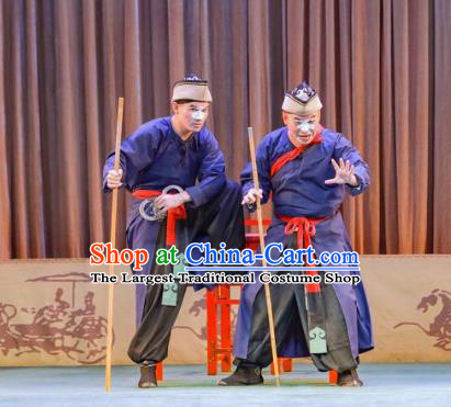 Chinese Peking Opera Figurant Apparels Costumes San Cha Kou Clown Chou Garment and Headwear