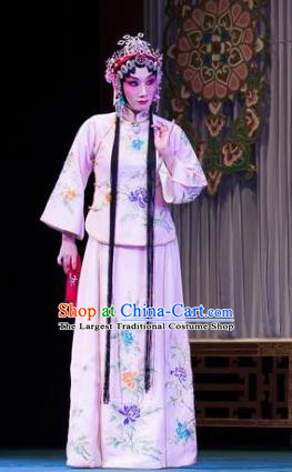 Traditional Chinese Peking Opera Xiao Dan Apparels Garment Four Scholars Actress Young Lady Pink Dress Costumes and Headwear
