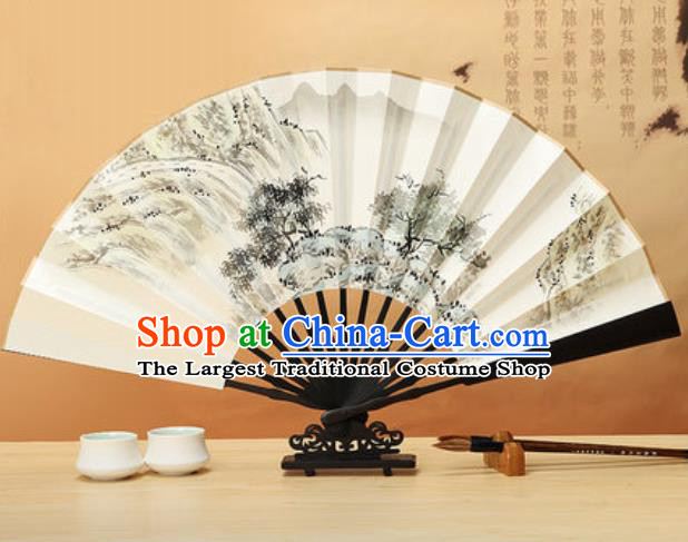 Chinese Traditional Ink Painting Peak Paper Folding Fans Handmade Accordion Classical Dance Folding Fan