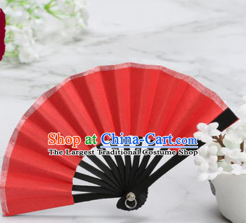 Chinese Traditional Little Red Paper Fans Handmade Accordion Classical Dance Folding Fan