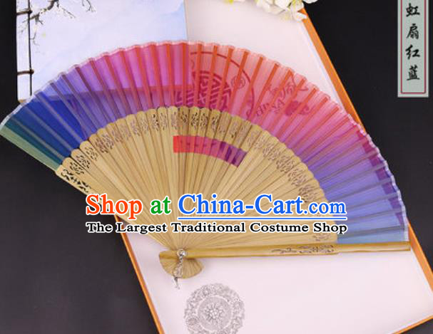 Chinese Traditional Silk Bamboo Fans Handmade Accordion Classical Dance Folding Fan