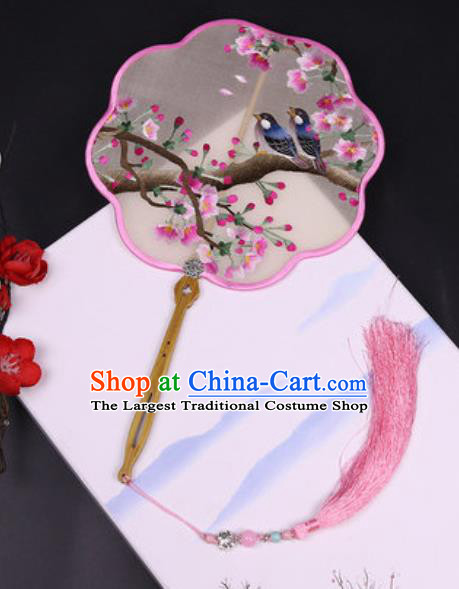 Handmade Chinese Embroidered Begonia Silk Fans Traditional Classical Dance Palace Fan for Women