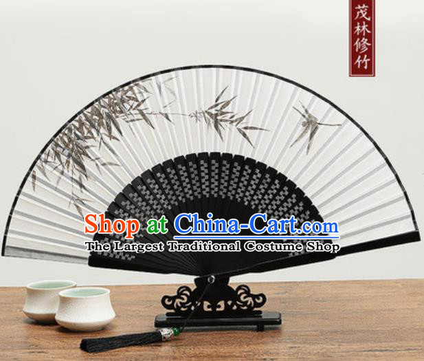 Chinese Traditional Ink Painting Bamboo Fan Handmade Accordion Classical Dance Fans Folding Fan