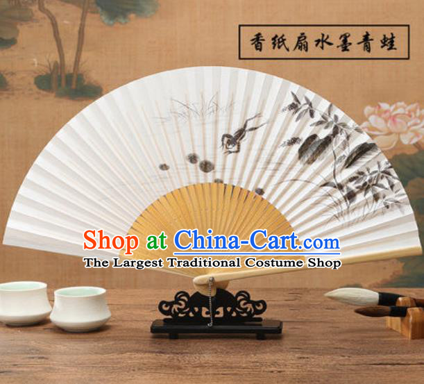Chinese Traditional Ink Painting Frog Fan Classical Dance Accordion Paper Fans Folding Fan