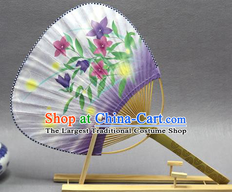 Handmade Chinese Printing Flowers Purple Paper Fans Traditional Classical Dance Palace Fan for Women
