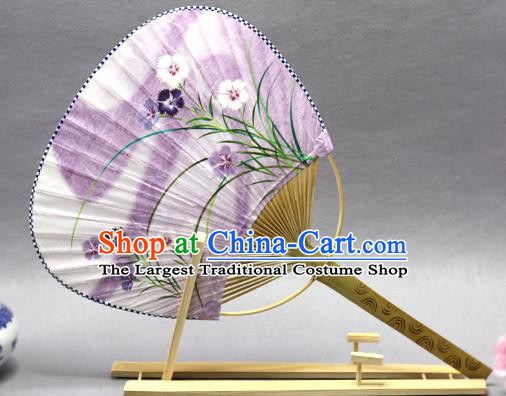 Handmade Chinese Printing Orchid Lilac Paper Fans Traditional Classical Dance Palace Fan for Women