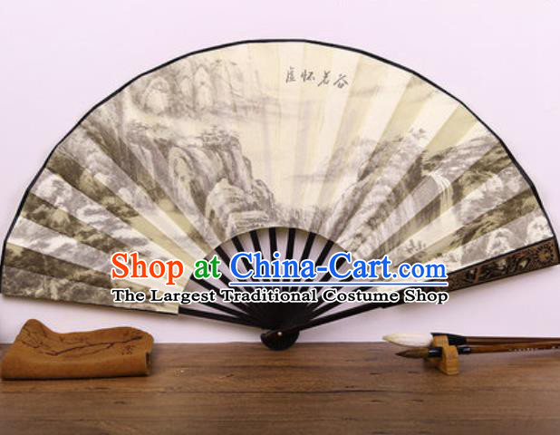 Handmade Chinese Ink Painting Modest Carving Fan Traditional Classical Dance Accordion Fans Folding Fan