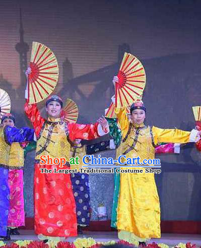 Chinese Beijing My Hometown Qing Dynasty Dance Outfits Traditional Folk Dance Stage Performance Costume for Women