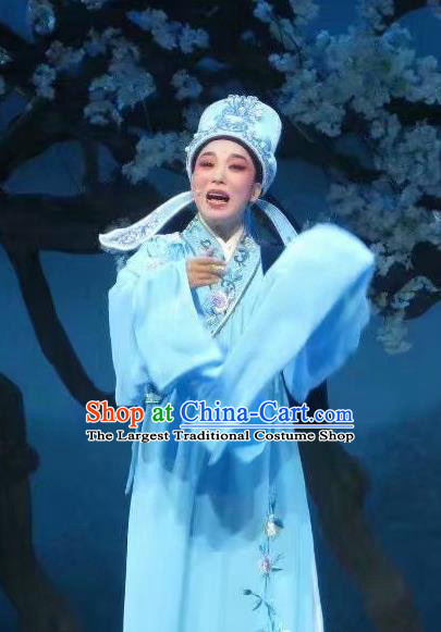 Chinese Yue Opera Xiaosheng Costumes and Headwear Shaoxing Opera Young Male Scholar Meng Yuntian Garment Apparels