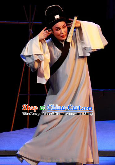 Chinese Yue Opera Poor Scholar Meng Yuntian Costumes and Headwear Shaoxing Opera Xiaosheng Young Male Apparels Garment