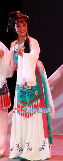 Chinese Shaoxing Opera Country Female Garment Costumes and Headpieces Li Hua Qing Yue Opera Hua Tan Apparels Civilian Lady Dress