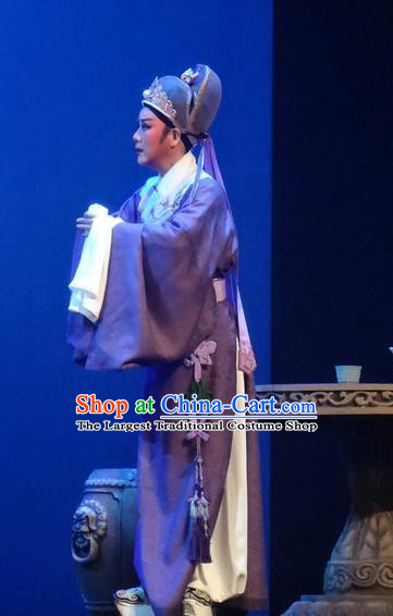 Chinese Shaoxing Opera Xiao Sheng Costumes Yue Opera Shuang Fei Yi Garment Niche Scholar Li Shangyin Apparels and Hat