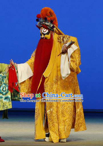 Chinese Classical Kun Opera Painted Face Role The Purple Hairpin Apparels Peking Opera Elderly Male Costumes Garment and Headwear