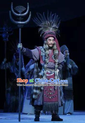 Wang Yangming Chinese Yue Opera Laosheng Costumes and Headwear Shaoxing Opera Eldely Male Garment Chieftain Apparels