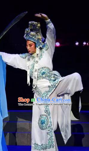 Chinese Yue Opera Takefu Costumes and Headwear Shaoxing Opera Tian Dao Zheng Yi Wusheng Bodyguard Garment Apparels