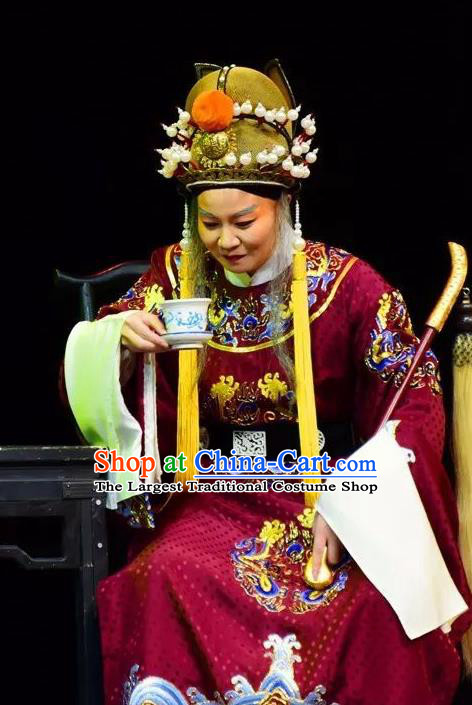Xianglian Case Chinese Yue Opera Old Man Garment Apparels and Headwear Shaoxing Opera Xiaosheng Elderly Eunuch Costumes