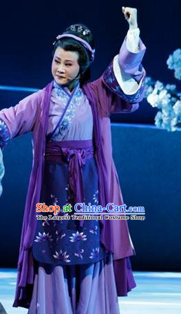 Chinese Shaoxing Opera Elderly Female Dress Costumes and Headpieces Bai Yun Yuan Yue Opera Laodan Garment Apparels