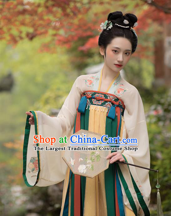 Chinese Traditional Tang Dynasty Court Lady Hanfu Dress Ancient Palace Princess Embroidered Garment Historical Costumes