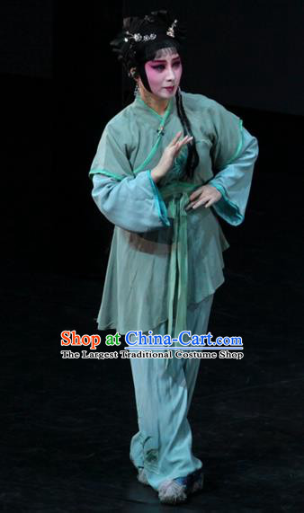 Chinese Kun Opera Xiaodan Garment Costumes and Headpieces Dream of Red Mansions Kunqu Opera Servant Girl Dress Apparels