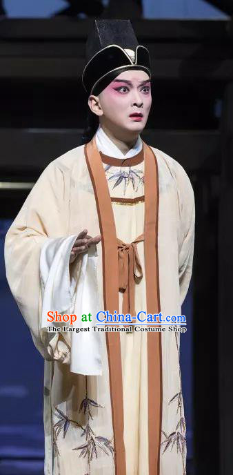 Chinese Kun Opera Xiaosheng Apparels Garment Costumes and Hat the Legend of Washing the Silk Gauze Kunqu Opera Young Male Liang Chenyu Clothing