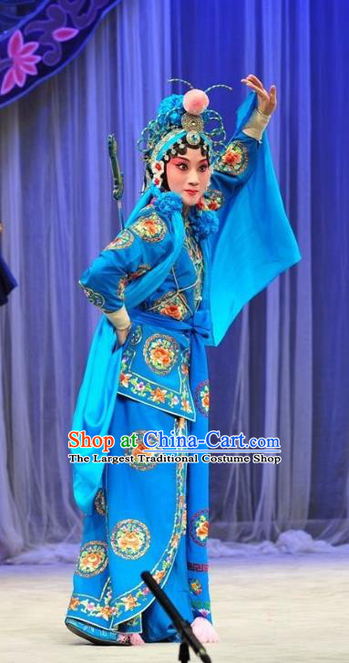 Chinese Kun Opera Swordsplay Woman Apparels Costumes and Headpieces Leifeng Pagoda Kunqu Opera Martial Female Dress Garment