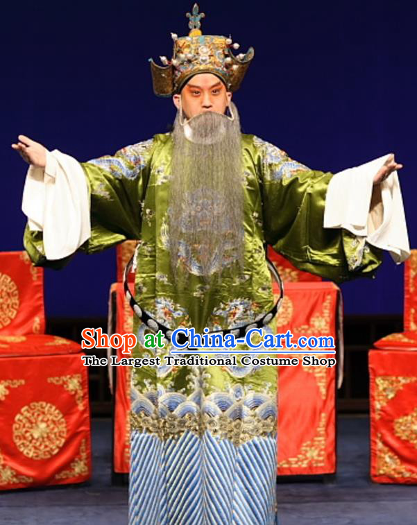 Feng Zheng Wu Chinese Kun Opera Elderly Male Apparels Costumes and Headwear Kunqu Opera Laosheng Garment Official Clothing