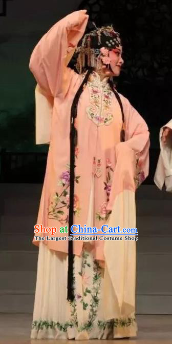 Traditional Chinese Kun Opera Actress Costumes and Headpieces Zhu Meng Ji Traditional Kunqu Opera Hua Tan Dress Woman Garment Apparels