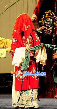 Chinese Kun Opera Bride Dress Costumes and Headdress Zhong Kui Jia Mei Traditional Kunqu Opera Actress Zhong Hua Garment Apparels