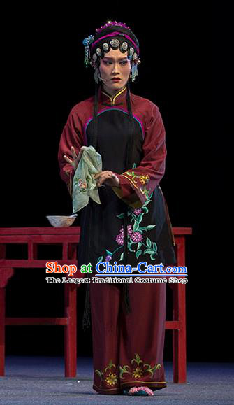 Chinese Huangmei Opera Hostess Garment Costumes and Headdress Luo Pa Ji Traditional Anhui Opera Young Female Dress Apparels