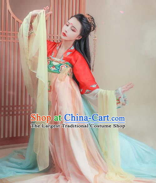 Chinese Tang Dynasty Royal Princess Historical Costumes Ancient Palace Lady Hanfu Dress China Traditional Apparels