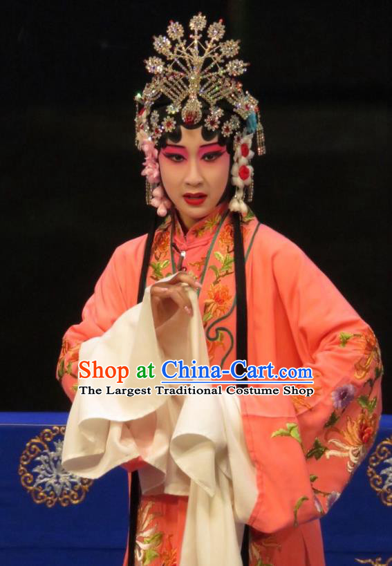 Chinese Ping Opera Actress Costumes and Headdress Zhen Zhu Shan Traditional Pingju Opera Dress Hua Tan Wang Sanqiao Garment Apparels