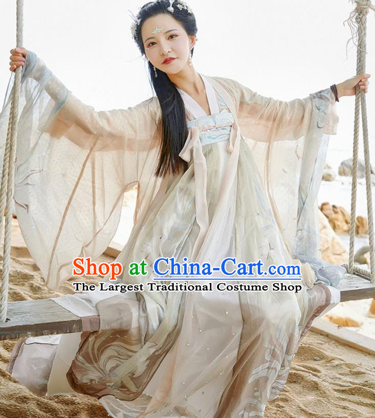 Chinese Ancient Royal Princess Hanfu Dress Traditional Tang Dynasty Apparels Historical Costumes Complete Set