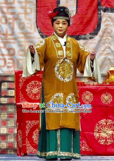 Chinese Ping Opera Dame Ke Costumes Yu He Qiao Apparels and Headpieces Traditional Pingju Opera Elderly Female Dress Pantaloon Garment