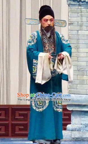Yu He Qiao Chinese Ping Opera Landlord Costumes and Headwear Pingju Opera Elderly Male Apparels Clothing