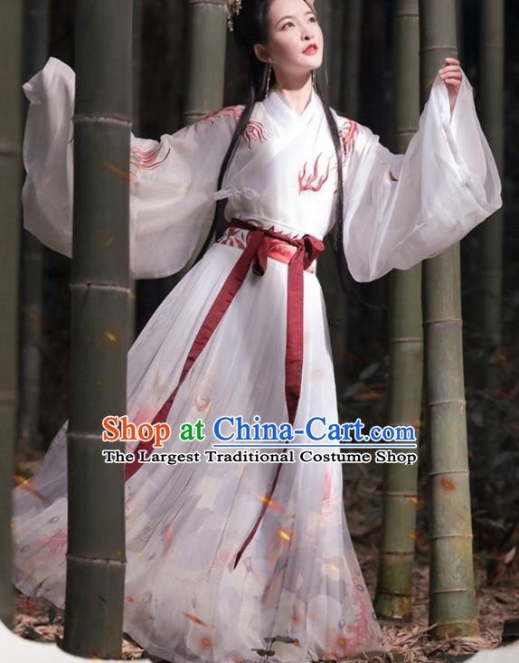 Chinese Traditional Jin Dynasty Young Lady Hanfu Dress Apparels Ancient Female Swordsman Historical Costumes