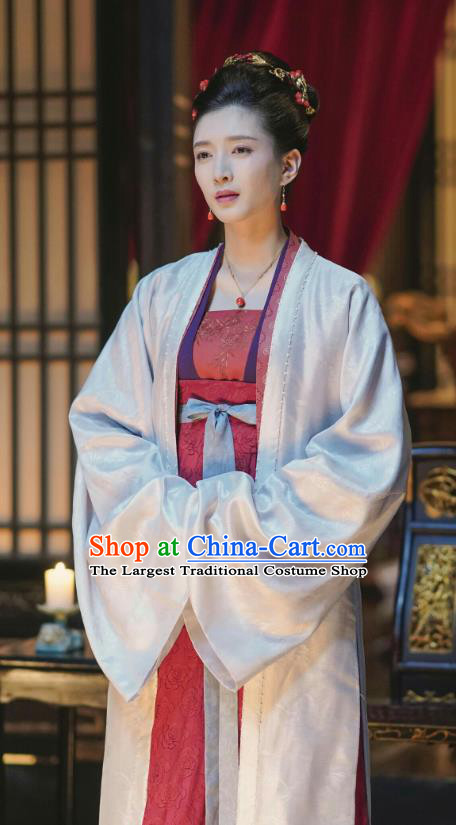 Chinese Ancient Imperial Empress Historical Costumes Drama Serenade of Peaceful Joy Song Dynasty Queen Cao Danshu Hanfu Dress and Headpieces
