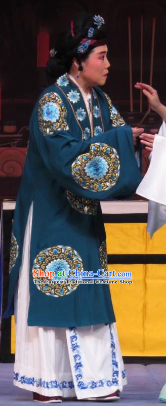 Chinese Ping Opera Elderly Dame Apparels Costumes and Headdress Yuan Yang Pu Traditional Pingju Opera Royal Countess Dress Garment