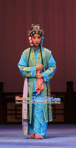 Chinese Ping Opera Maidservant Apparels Costumes and Headpieces Linjiang Post Traditional Pingju Opera Xiaodan Dress Garment