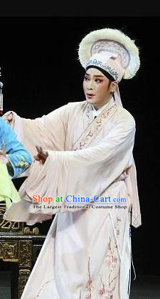 Embroidered Shoes Chinese Ping Opera Niche Costumes and Headwear Pingju Opera Xiaosheng Apparels Scholar Wang Dingbao Clothing