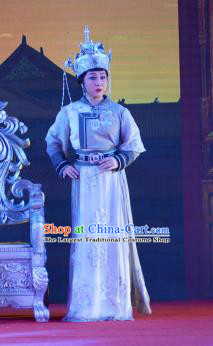 Chinese Ping Opera Empress Costumes Apparels and Headdress Xiaozhuang Changge Traditional Pingju Opera Diva Dress Queen Garment