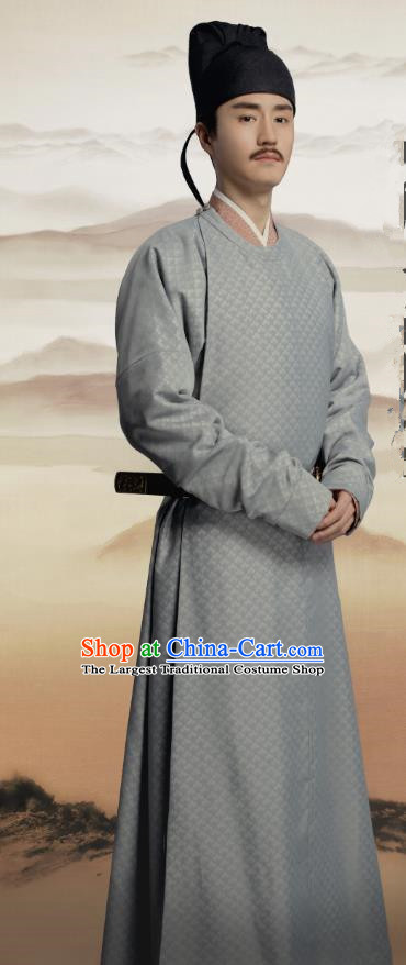 Chinese Ancient Scholar Poet Clothing Historical Drama Serenade of Peaceful Joy Song Dynasty Chancellor Han Qi Costumes Official Garment and Headpiece