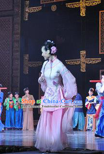 Chinese Opera Ten Mile Dowry Traditional Wedding Costumes and Headdress Yue Opera Young Lady Dress Maiden Garment Apparels