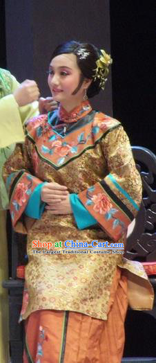Chinese Shaoxing Opera Rich Female Costumes and Hair Accessories Ban Ba Jan Dao Yue Opera Consort Dress Garment Apparels
