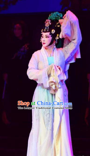 Chinese Shaoxing Opera Noble Dame Costumes and Headpieces Li Hui Niang Yue Opera Hua Tan Actress Dress Apparels Garment