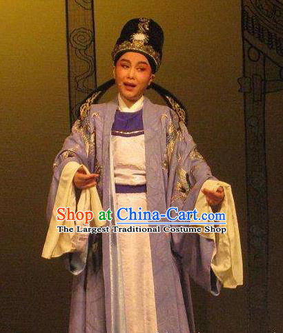 Chinese Classical Yue Opera Scholar Apparels Costumes and Headwear Dao Guan Qin Yuan Shaoxing Opera Xiaosheng Young Male Pan Bizheng Garment Clothing