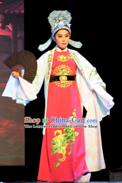 He Wenxiu Chinese Yue Opera Young Male Zhang Tang Apparels Costumes and Headwear Shaoxing Opera Xiaosheng Bully Garment Clothing